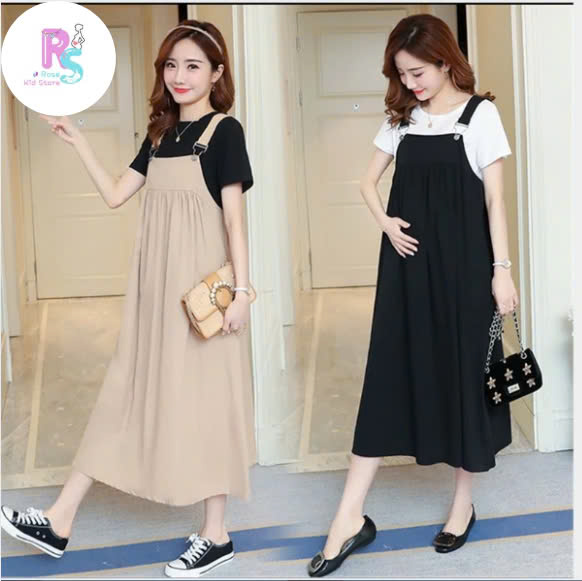 đầm bầu dáng dài qua gối thời trang cho các mẹ bầu lựa chọn